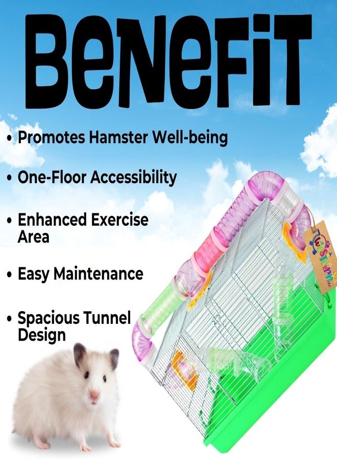 Western Era Hamster Cage Tunnel 1 Floor- Wired Top for Easy Viewing, Built-in Handle for Portability, Fully Ventilated for Pet, Safe & Secure Transport of Gerbils, Small Pets, Food Tray & Water Bottle - Image 3